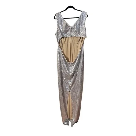 NWTMac Duggal 68538 Nude Silver Sequin Sleeveless Column Gown 20W - $398